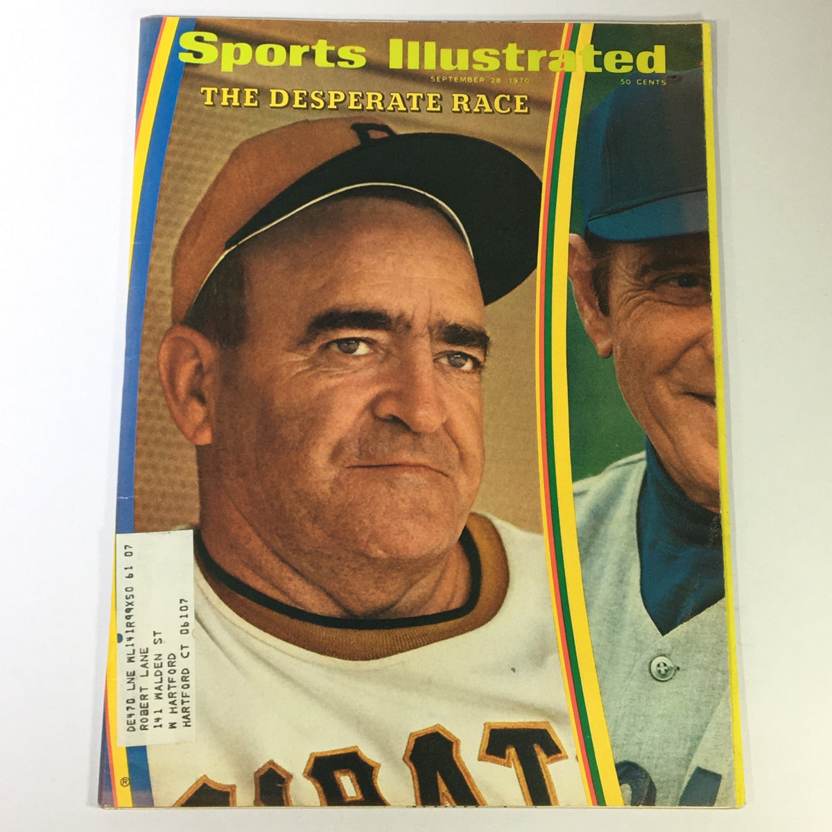 Vintage Sports Illustrated magazine cover from September 28, 1970, featuring Manager Danny Murtaugh, highlighting 'The Desperate Race' in baseball, ideal for collectors of classic sports memorabilia.