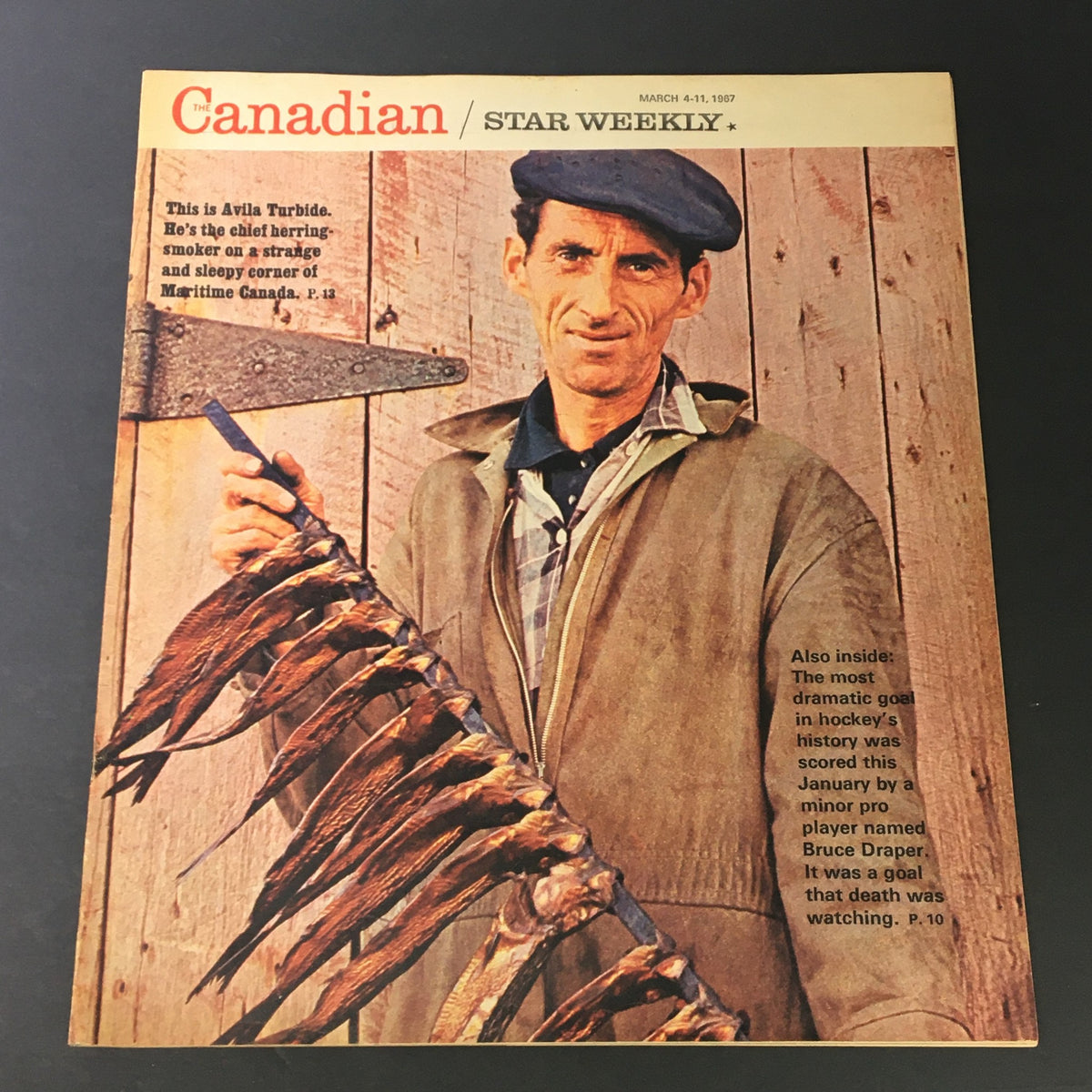 Vintage Canadian Star Weekly Magazine from March 4-11, 1967 featuring Avila Turbide on the cover, showcasing a herring smoker in Maritime Canada.