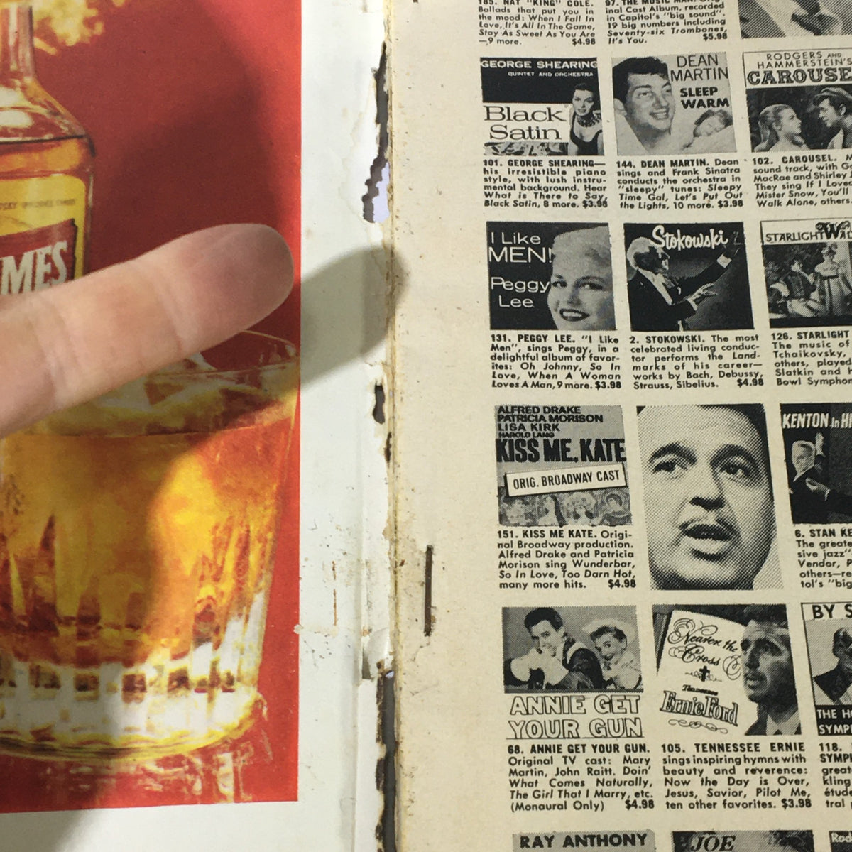 Inside page of VTG True: The Man's Magazine December 1960 displaying vintage advertisements, highlighting cultural references from the era.
