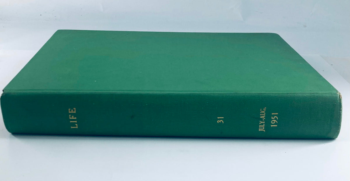 Side view of the Vintage 1951 Bound Life Magazine, emphasizing its July-August 1951 edition.