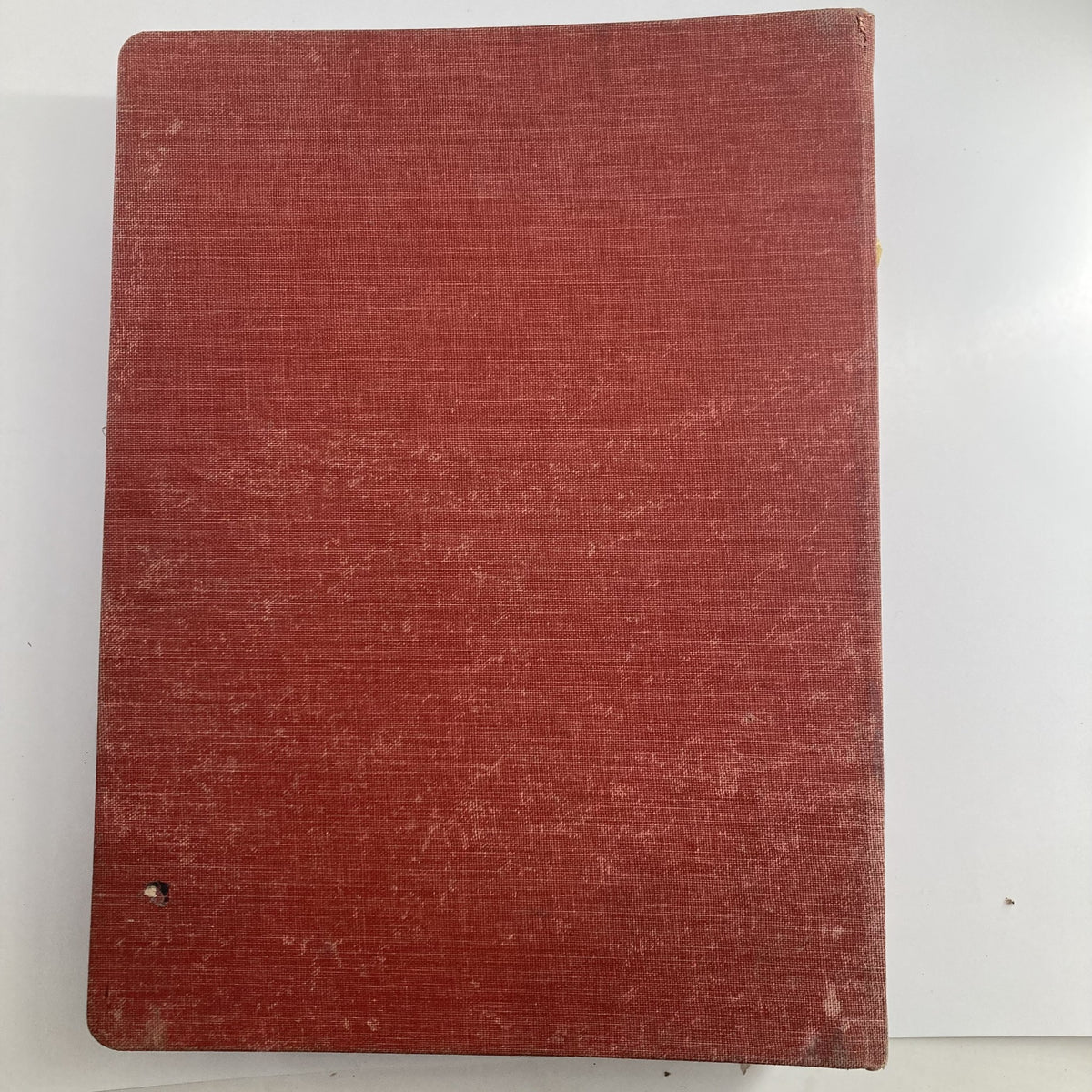 Back cover of VTG 1950 Bound Life Magazine, featuring a plain red fabric design, indicative of its vintage collection.