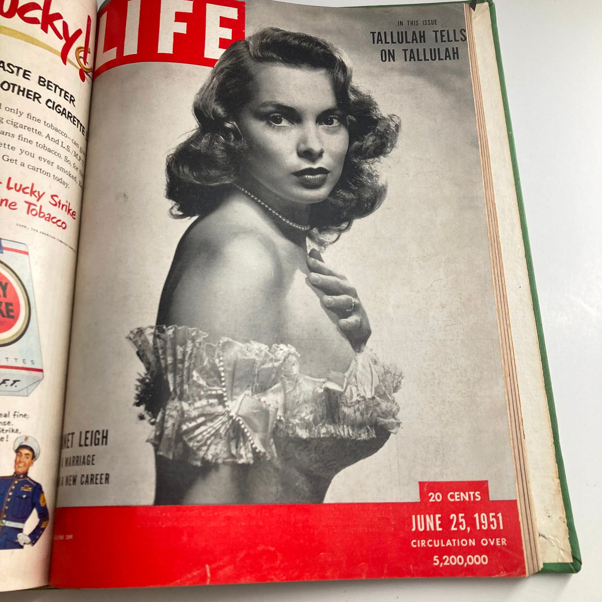 Cover of VTG 1951 Bound Life Magazine from June 25 featuring actress Janet Leigh, highlighting stories from Hollywood.