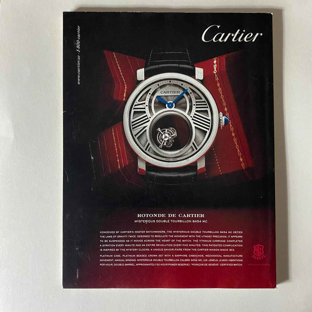 Cover of the Fortune Magazine November 18, 2013 issue featuring the spotlight on the world's most admired companies, showcasing the Rotonde de Cartier watch with a Mysterious Double Tourbillon.