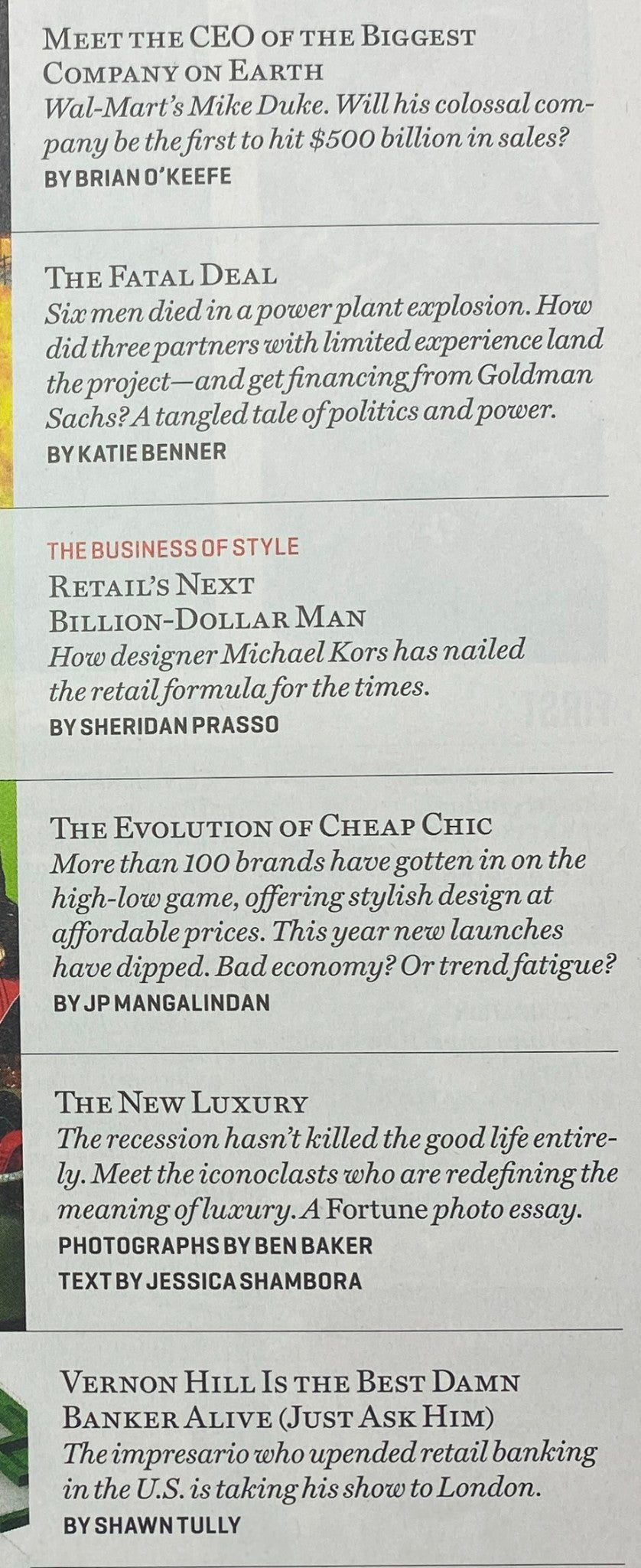Fortune Magazine September 27, 2010 interior pages with featured articles, including 'The Fatal Deal' and 'The Business of Style' highlighting significant business topics.