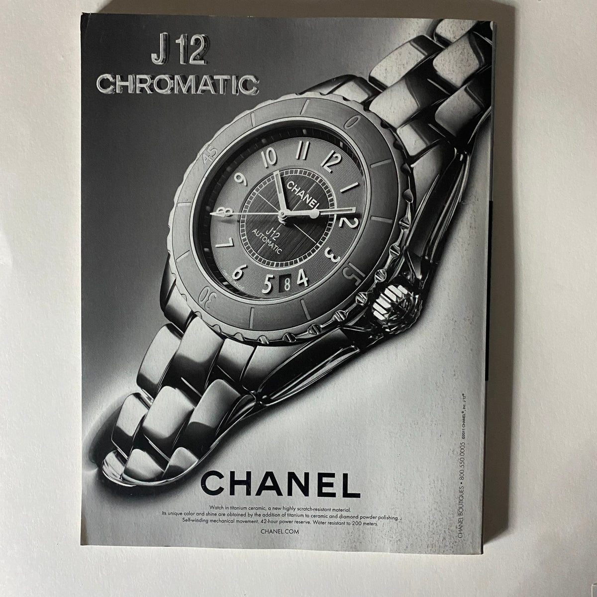 Advertisement for Chanel J12 Chromatic watch featured in the October 17, 2011 issue of Fortune Magazine.
