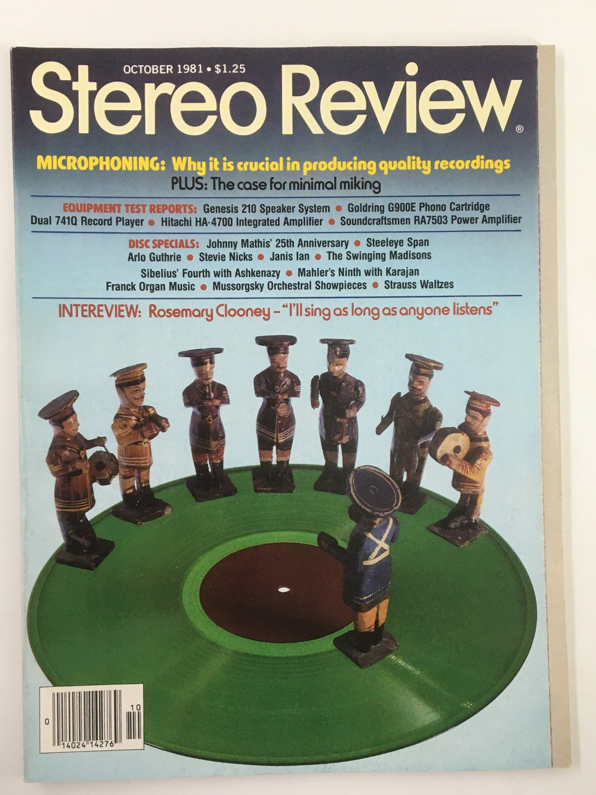 Cover of VTG Stereo Review Magazine October 1981 featuring an interview with Rosemary Clooney, showcasing a vibrant design and vintage aesthetic.