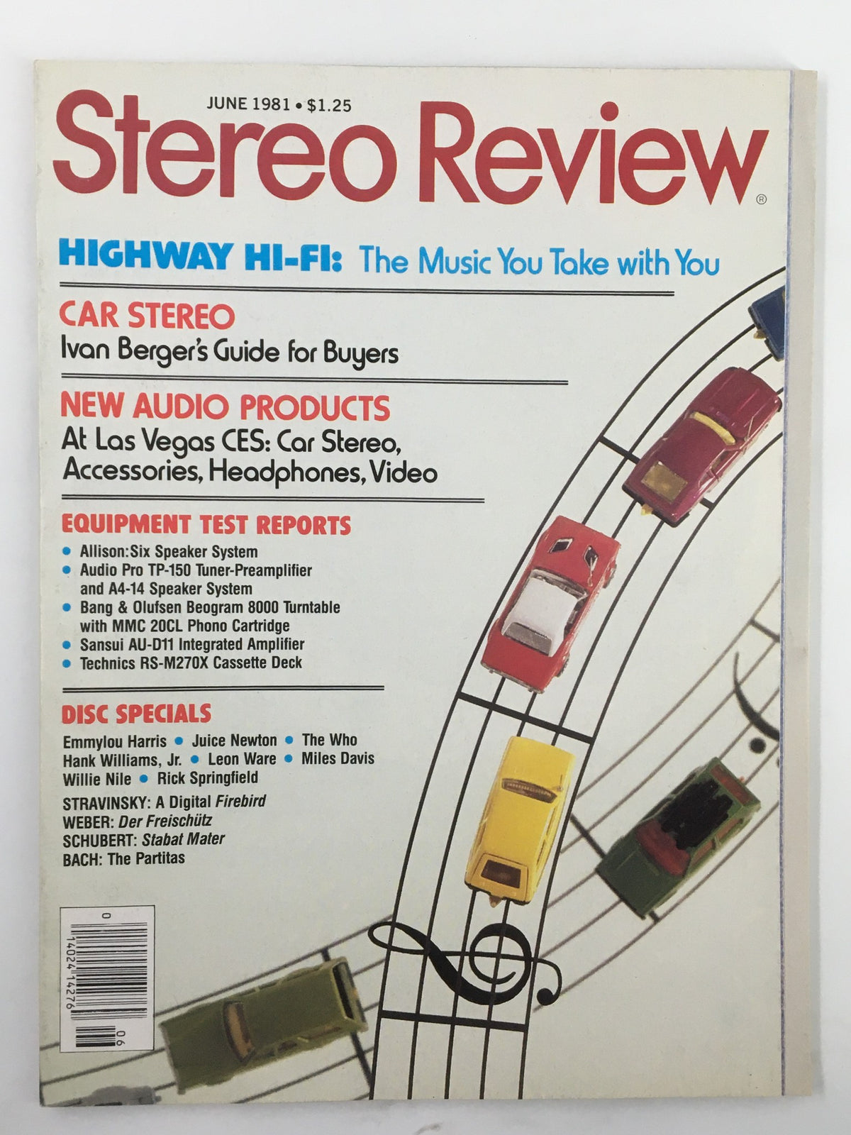 Cover of the VTG Stereo Review Magazine from June 1981, featuring the title 'Stereo Review' prominently displayed, along with articles on car stereo, new audio products, and equipment test reports. This vintage magazine includes Ivan Berger's guide for buyers and showcases audio technology trends of the early 1980s.