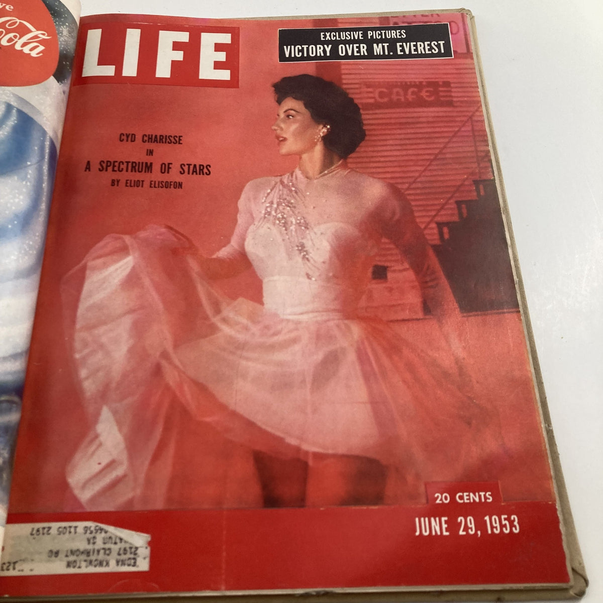Cover of VTG 1953 Bound LIFE Magazine, June 29 issue showcasing actress Cyd Charisse, emphasizing the glamour of the 1950s.