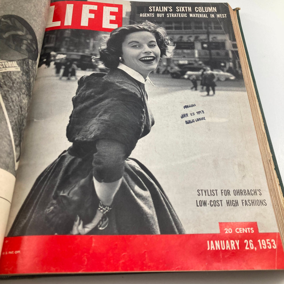 January 26, 1953 edition of the VTG 1953 Bound Life Magazine, featuring a smiling woman in fashion attire, illustrating style and culture from the era.