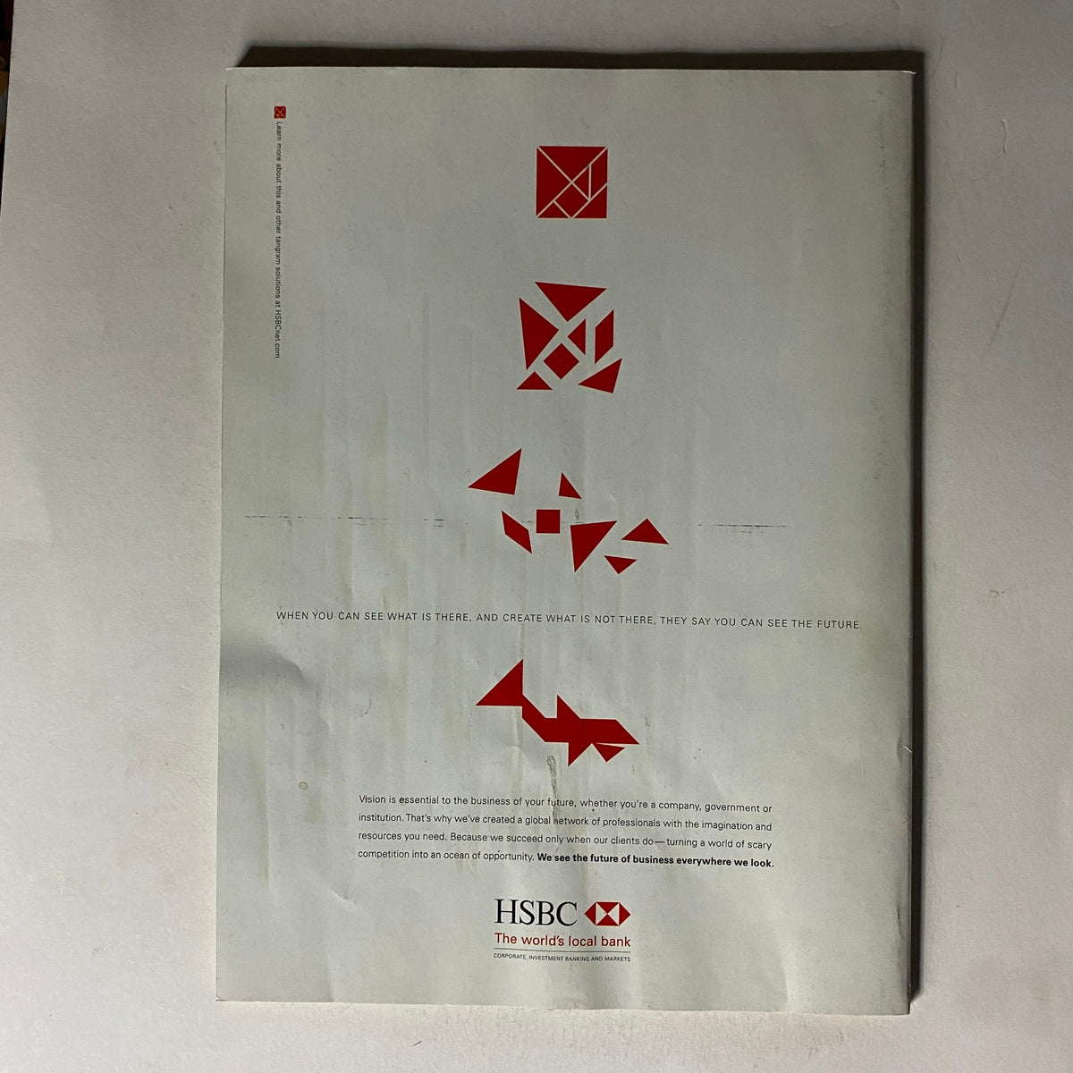 Back cover of the April 4, 2005 Fortune Magazine, showcasing an ad for HSBC with the tagline about seeing the future.