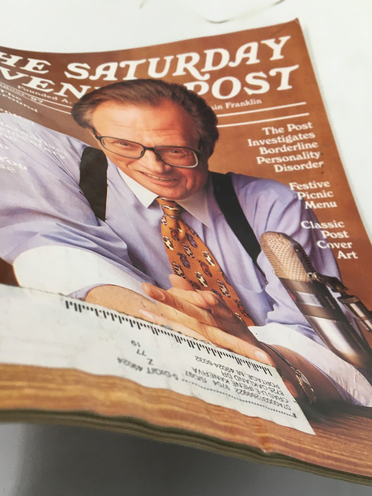 Cover of The Saturday Evening Post, July 1997, featuring Larry King, showcasing his engaging interview style and serving as a vintage collectible.