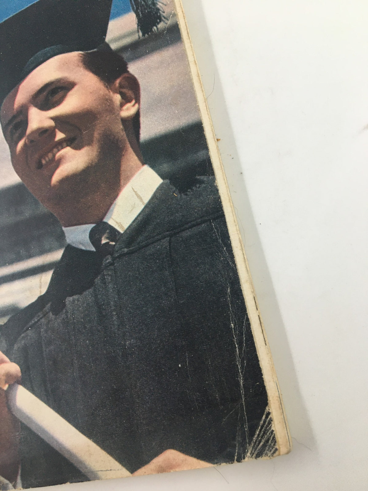 Close-up of TV Guide Magazine June 7 1958 cover with Pat Boone, displaying details of the magazine's vibrant color and texture, emphasizing its status as a collectible item.