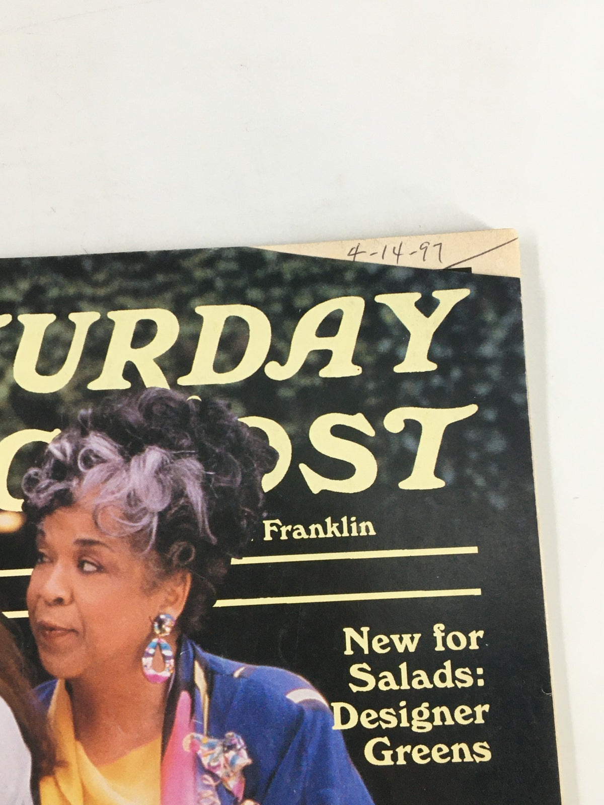 Close-up of the cover of The Saturday Evening Post May 1997, emphasizing the title 'The Promise of Alternative Medicine' and featuring a prominent woman with curly hair and colorful jewelry.
