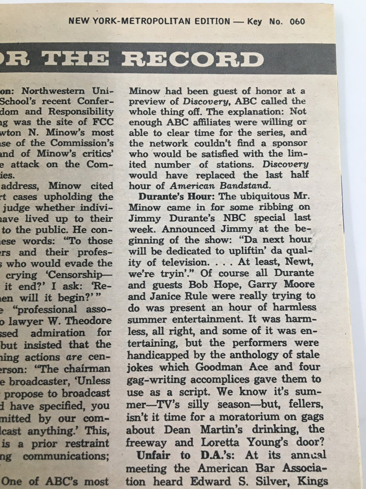 Page from TV Guide Magazine August 19 1961 featuring details about television programs and commentary, showcasing the New York-Metropolitan Edition.
