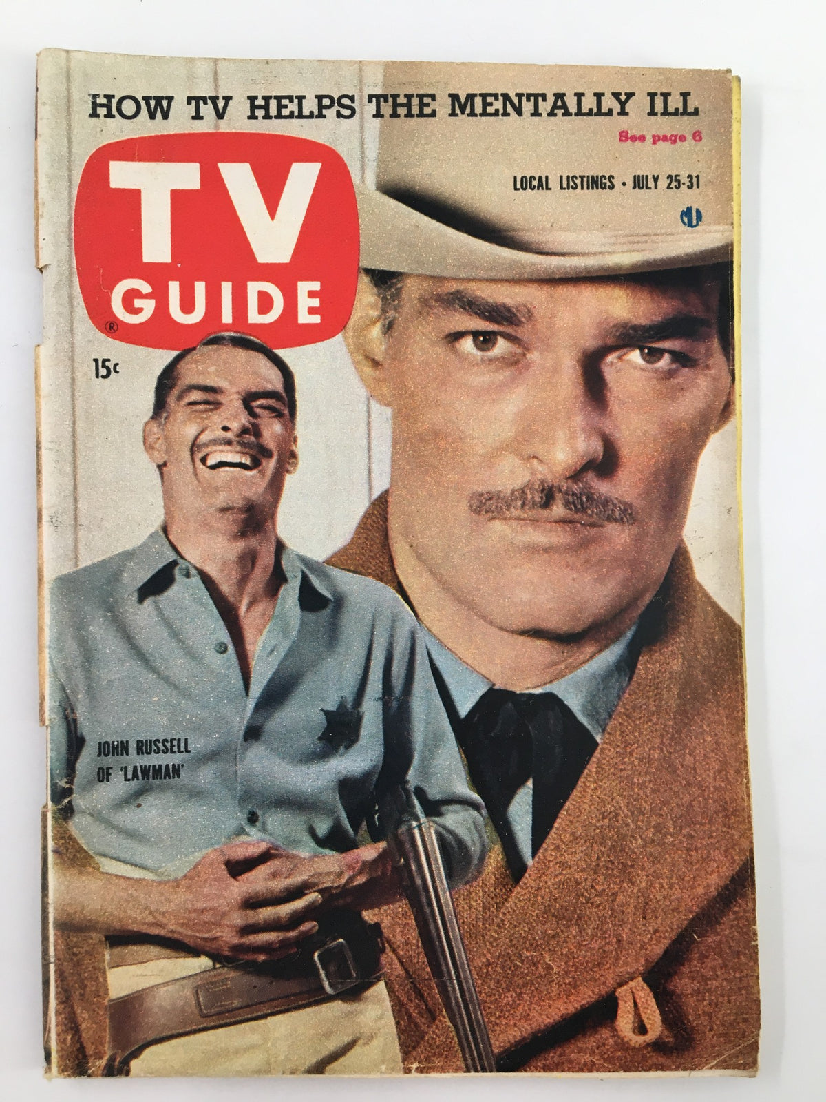 TV Guide Magazine July 25 1959 featuring John Russell on the cover. The cover shows John Russell alongside additional text about television content and local listings.