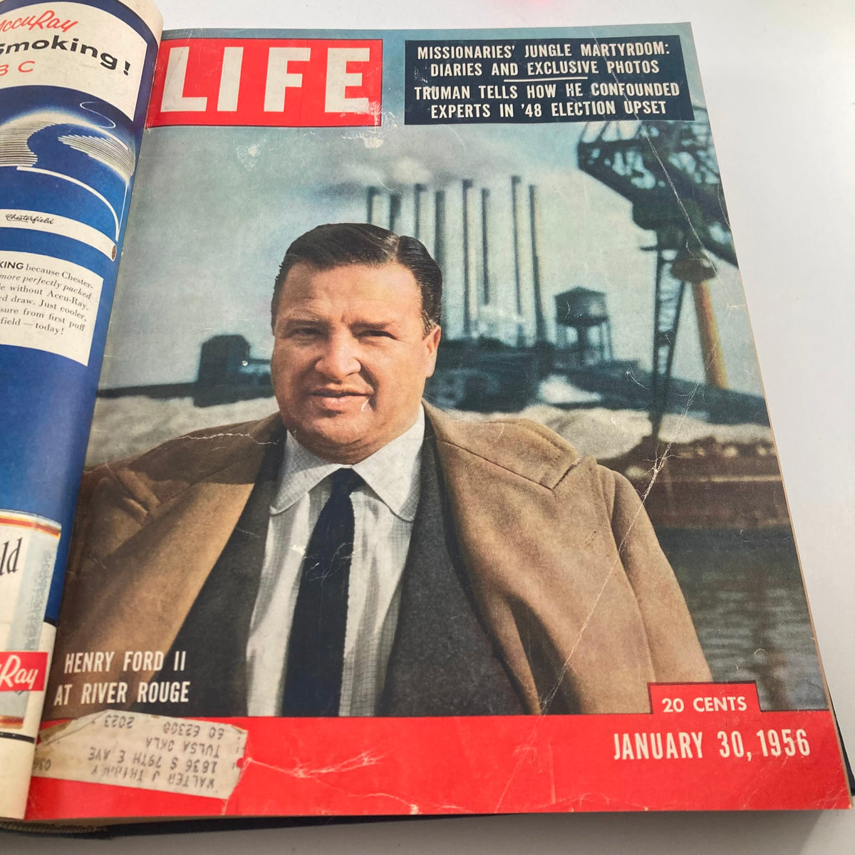 Life Magazine cover dated January 30, 1956, featuring Henry Ford II with the headline 'Henry Ford II at River Rouge'.