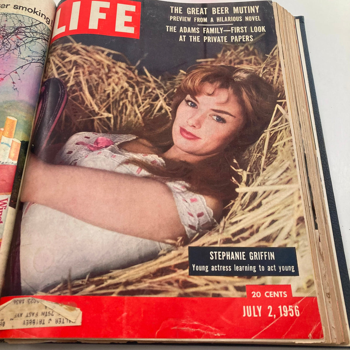 Cover of VTG 1956 Bound Life Magazine showcasing actress Stephanie Griffin with the title 'Young actress learning to act young' dated July 2, 1956.