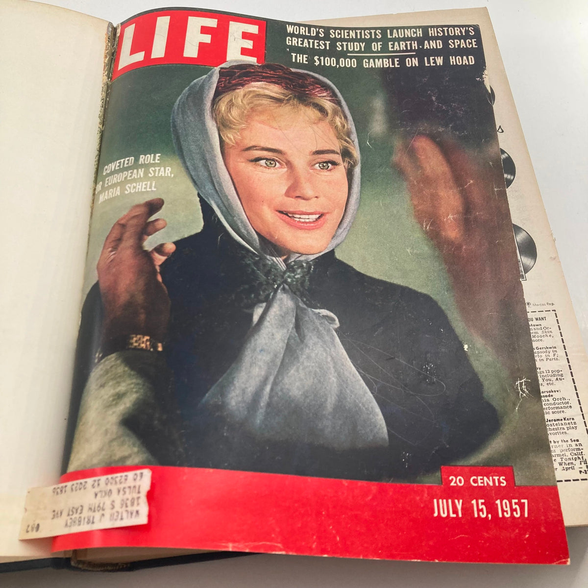 Cover of the VTG 1957 Bound Life Magazine dated July 15, 1957, featuring actress Maria Schell.