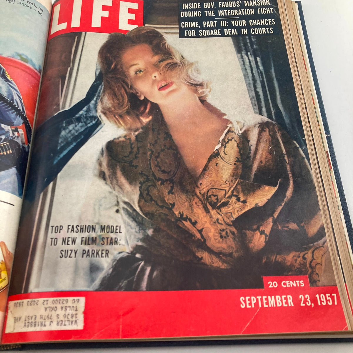 VTG 1957 Bound Life Magazine cover showcasing top fashion model Suzy Parker on the September 23 issue, highlighting her transition from modeling to film.