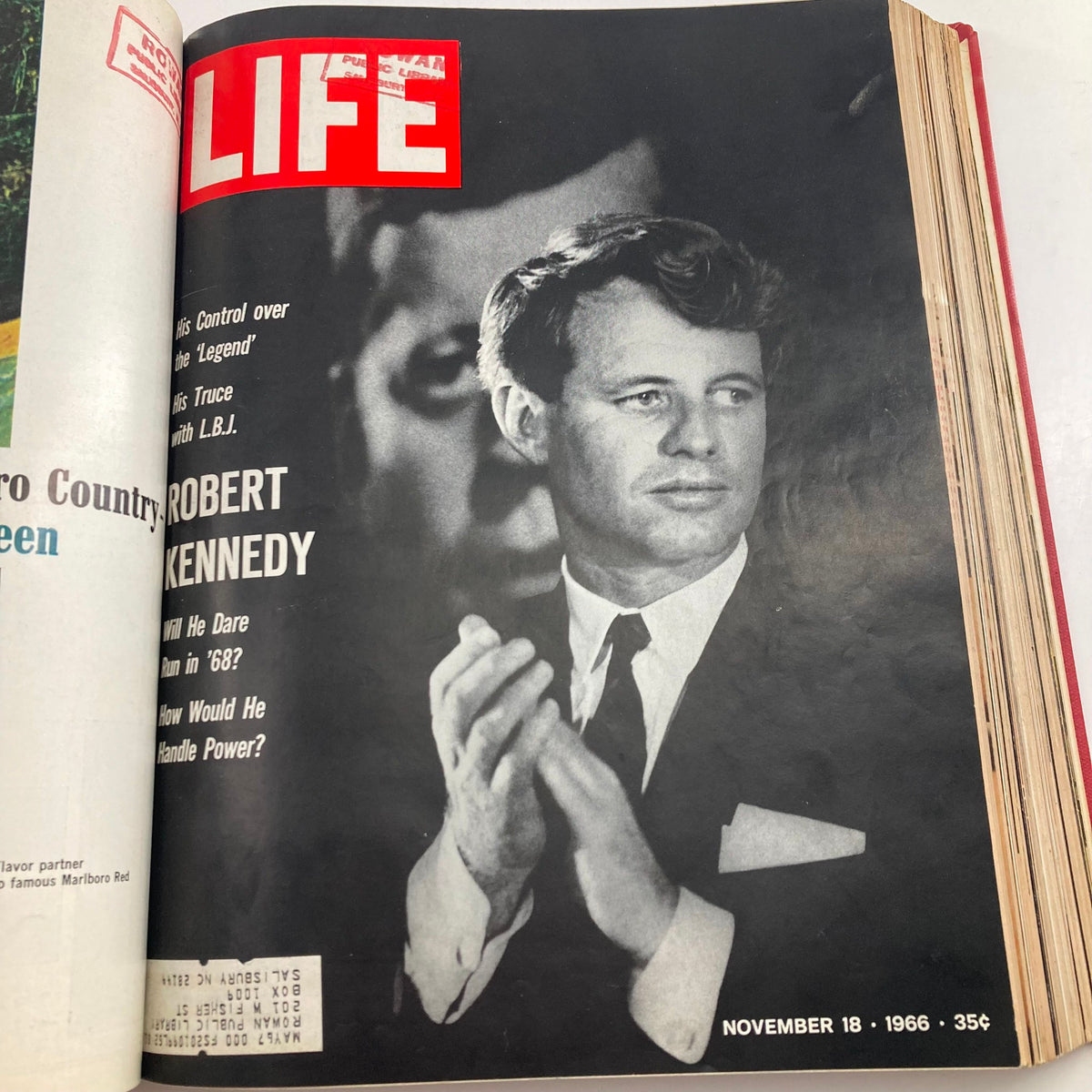 Cover of VTG 1966 Bound Life Magazine showcasing Robert Kennedy on November 18, 1966.