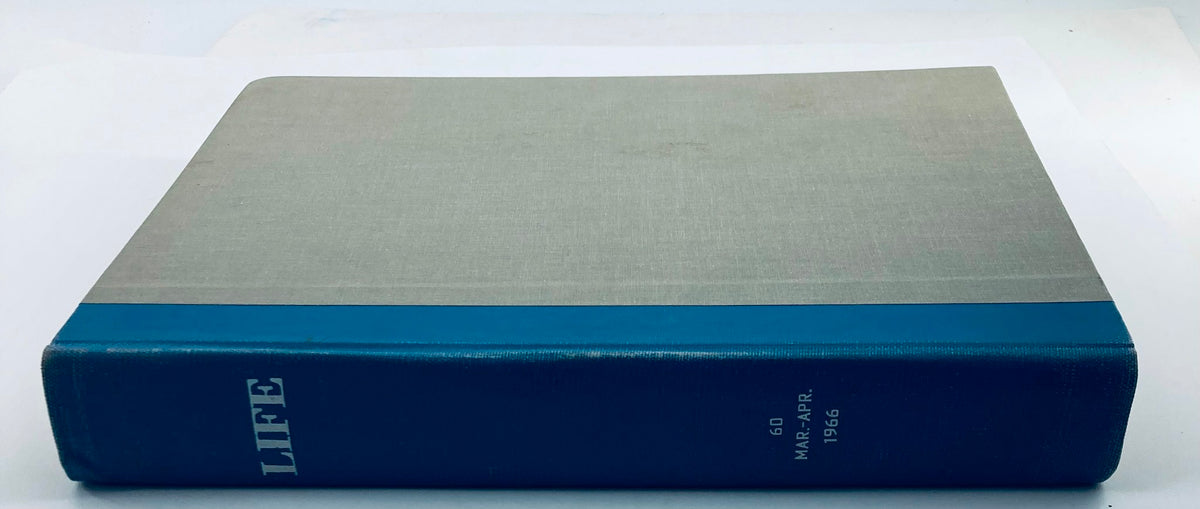 Vintage 1966 LIFE Magazine Bound Edition showcasing the cover design showcasing the title and structured binding.