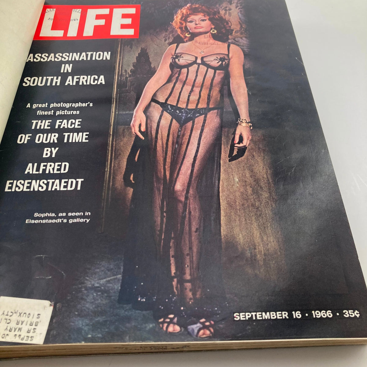 Cover of VTG 1966 Bound Life Magazine presenting a photograph of Sophia Loren in a seductive outfit, dated September 16, 1966.
