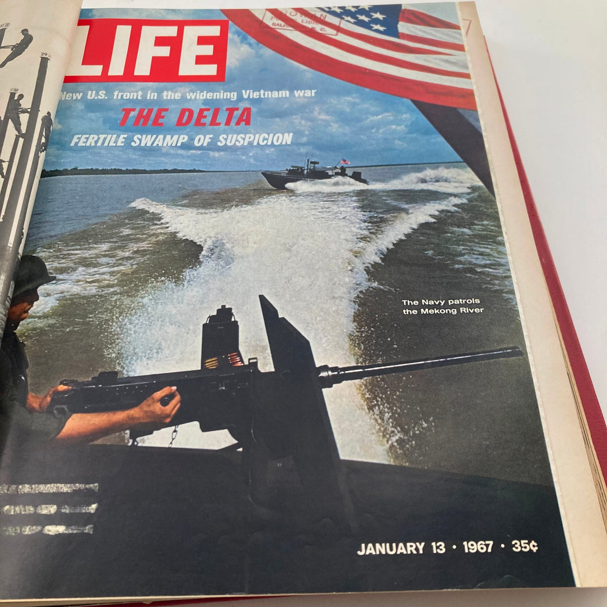 Cover of VTG 1967 Bound Life Magazine depicting U.S. Navy patrol in Vietnam, titled 'The Delta', January 13, 1967.