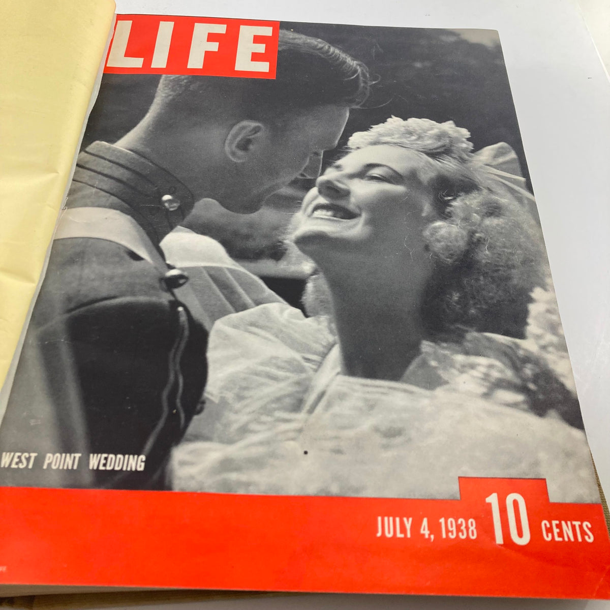 Cover page of the VTG 1938 Bound Life Magazine featuring the West Point Wedding from July 4, 1938.