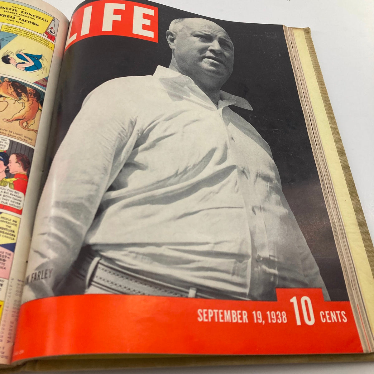 Cover of VTG 1938 Bound Life Magazine featuring a portrait of a distinguished man, dated September 19, 1938, representing period fashion.