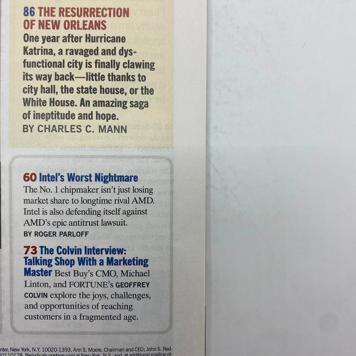 Fortune Magazine August 21, 2006 The Long, Strange Resurrection of New Orleans