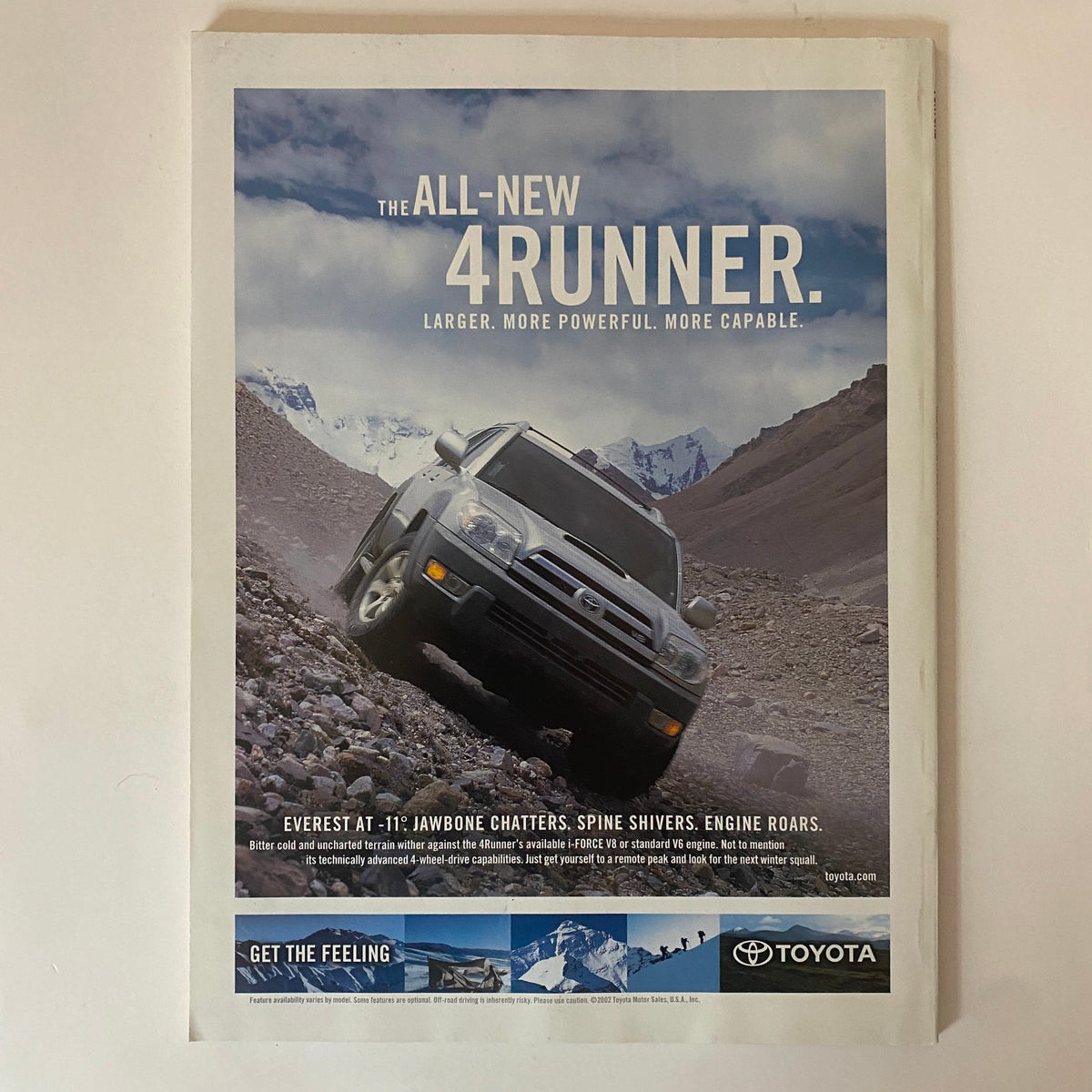 Back cover advertisement of Fortune Magazine June 16, 2003 featuring the all-new 4Runner by Toyota, promoting its capabilities in adventurous settings.