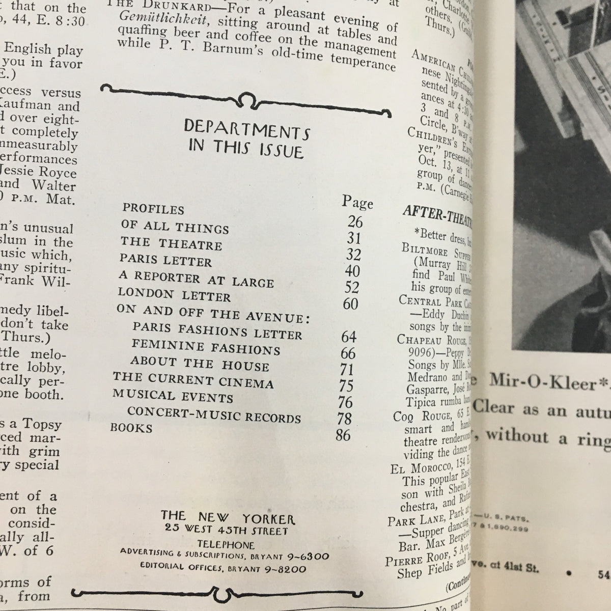 Table of contents page from The New Yorker Magazine October 13 1934, showcasing the diverse articles and features within this vintage edition.