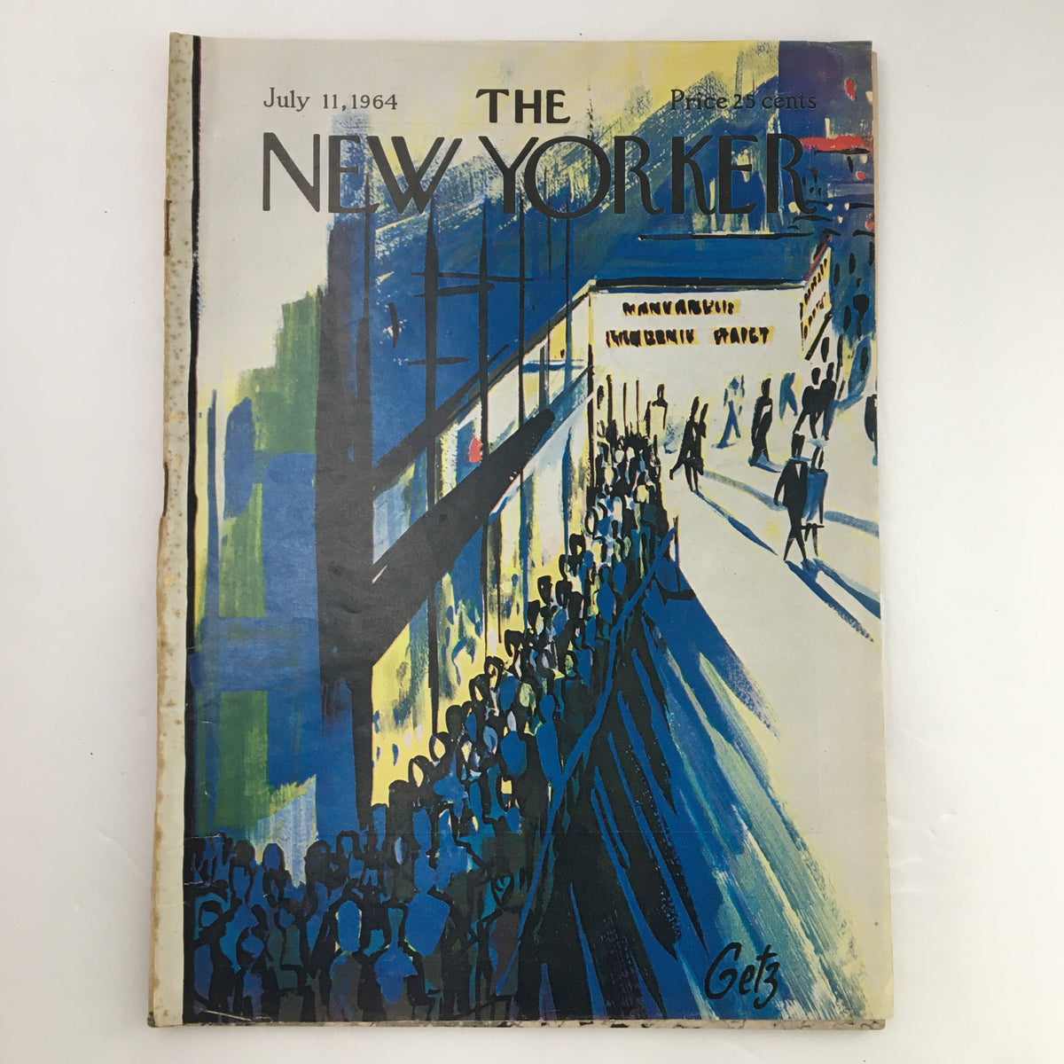 The New Yorker Magazine July 11 1964 Full Theme Cover by Arthur Getz, showcasing a vibrant illustration of a bustling city scene.