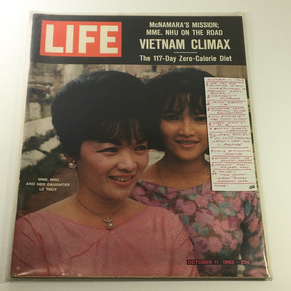 VTG Life Magazine October 11 1963 featuring Madame Nhu and her daughter Le Thuy on the cover, showcasing vintage photography and cultural insights from the early 1960s.