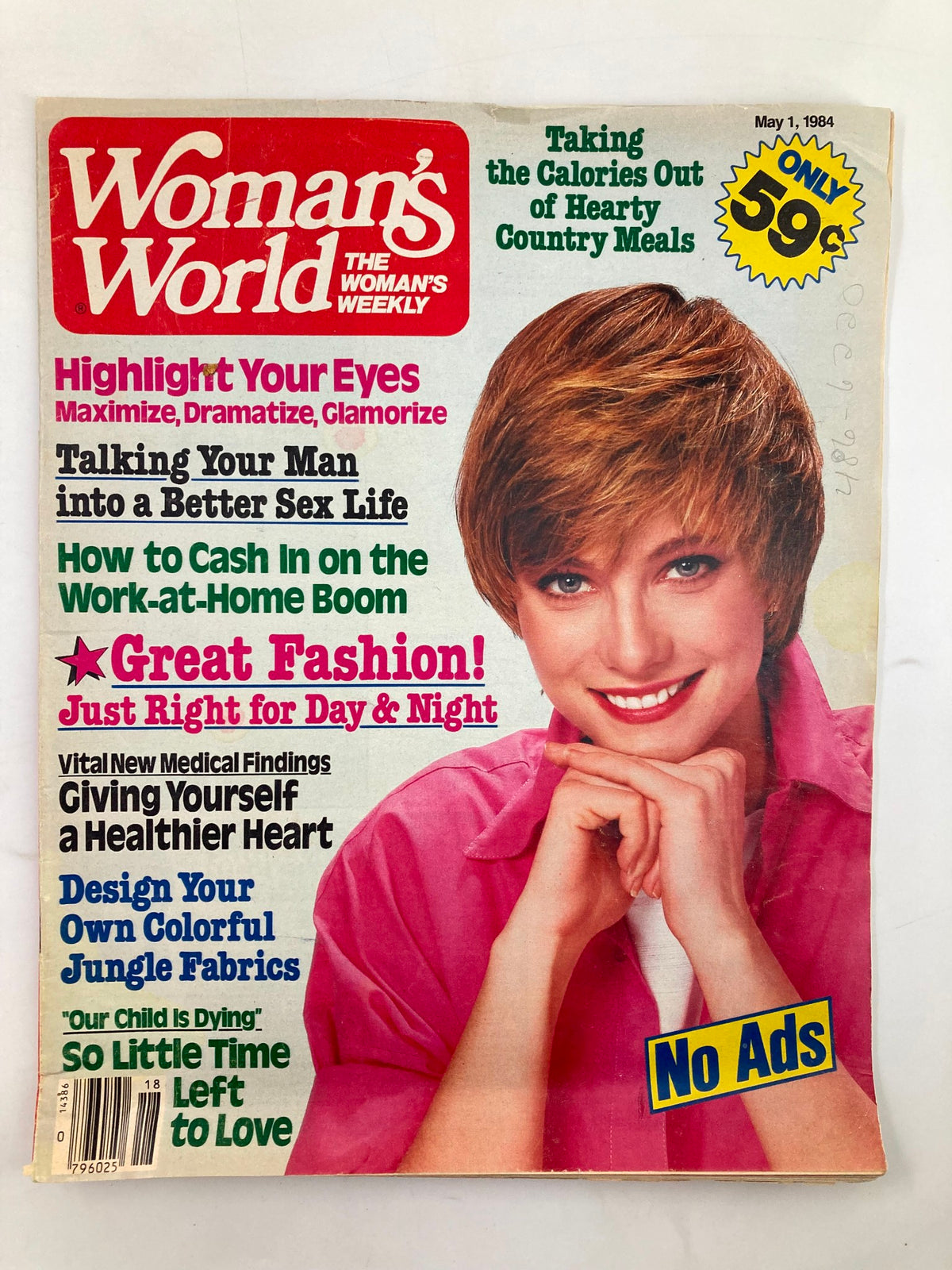Cover of Woman's World Magazine May 1 1984 featuring the article 'So Little Time Left to Love', showcasing vibrant headlines on health and fashion along with a smiling woman in a pink shirt.