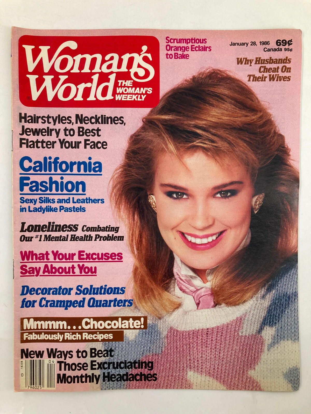 Cover of Woman's World Magazine, January 28, 1986 featuring the title 'What Your Excuses Say About You' with highlights on fashion, health, and recipes.
