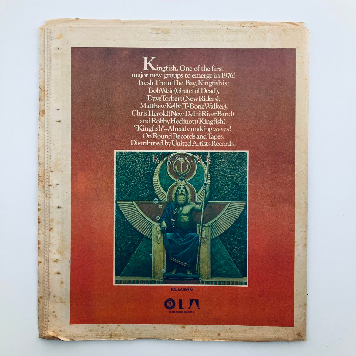 Back cover of VTG Rolling Stone Magazine April 22 1976 No. 211 featuring Peter Frampton, showcasing Kingfish and notable musicians from the 70s music scene.