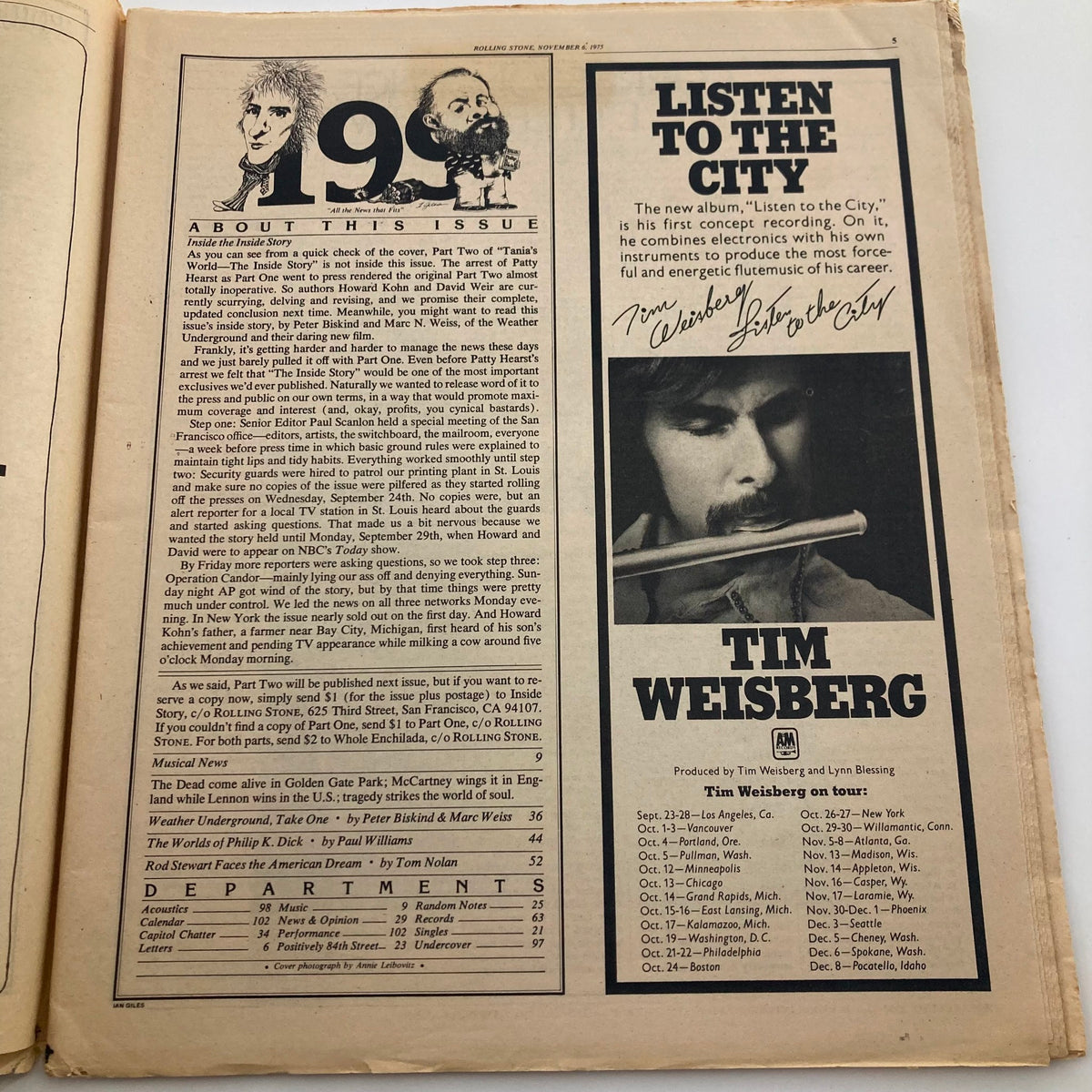 Vintage Rolling Stone Magazine November 6 1975 No. 199 Rod Stewart & Britt Ekland