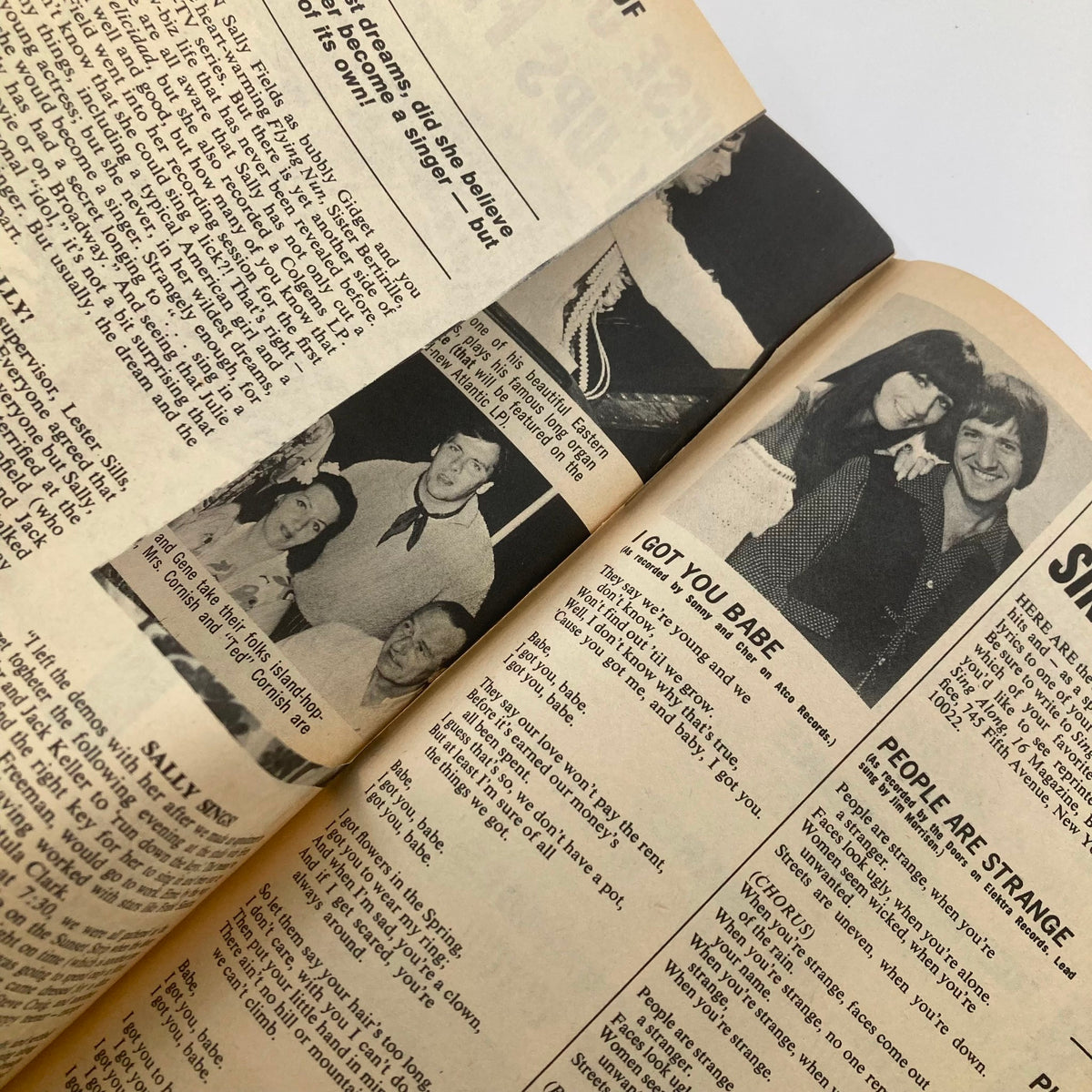 VTG 16 Magazine December 1967 Vol 9 No. 7 Dino & The Rascals No Label showing opened pages with text and photographs, capturing the essence of 1960s pop culture and the era's iconic figures.