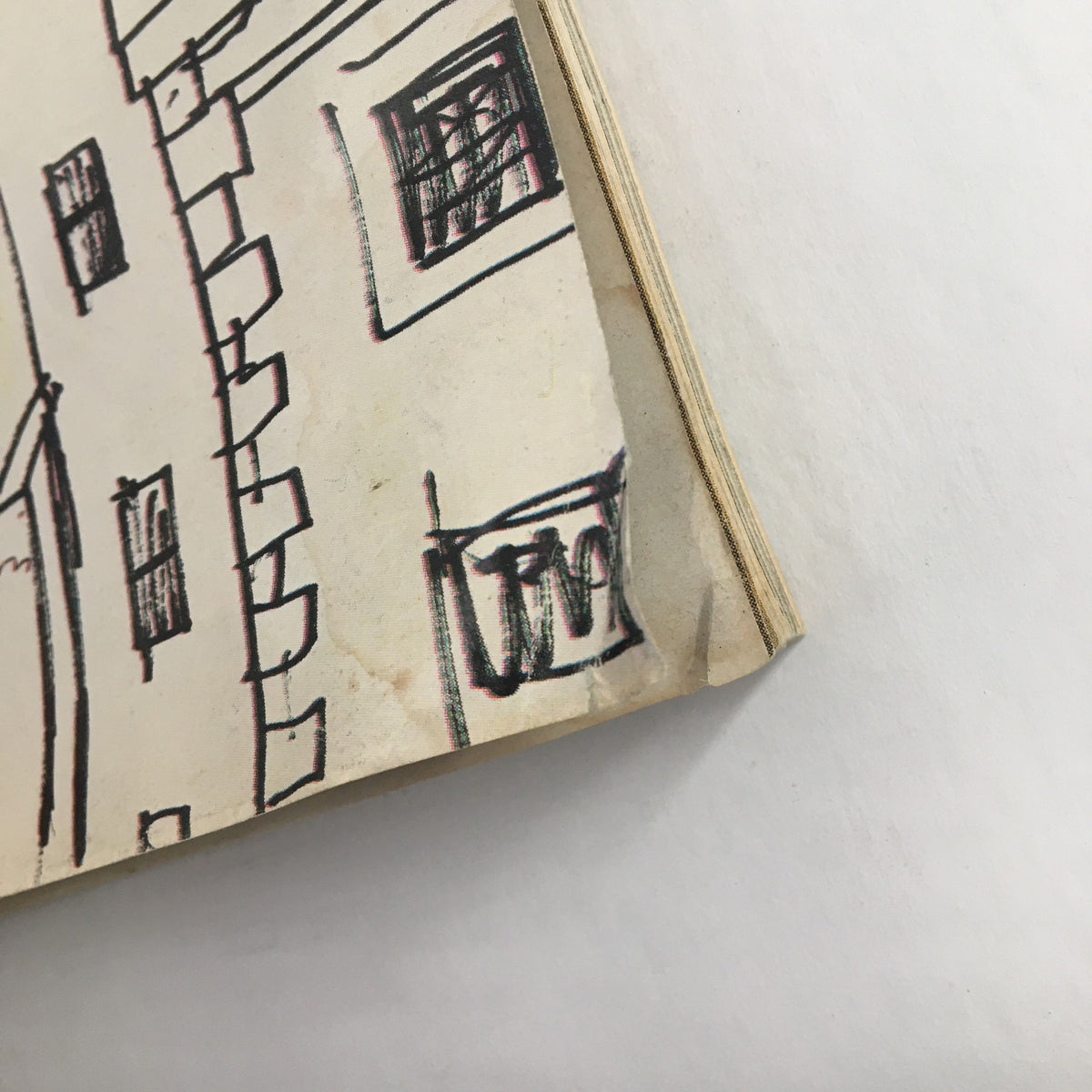 Detail view of The New Yorker Magazine November 21 1977 showing wear and tear on the edge, revealing its age and character.