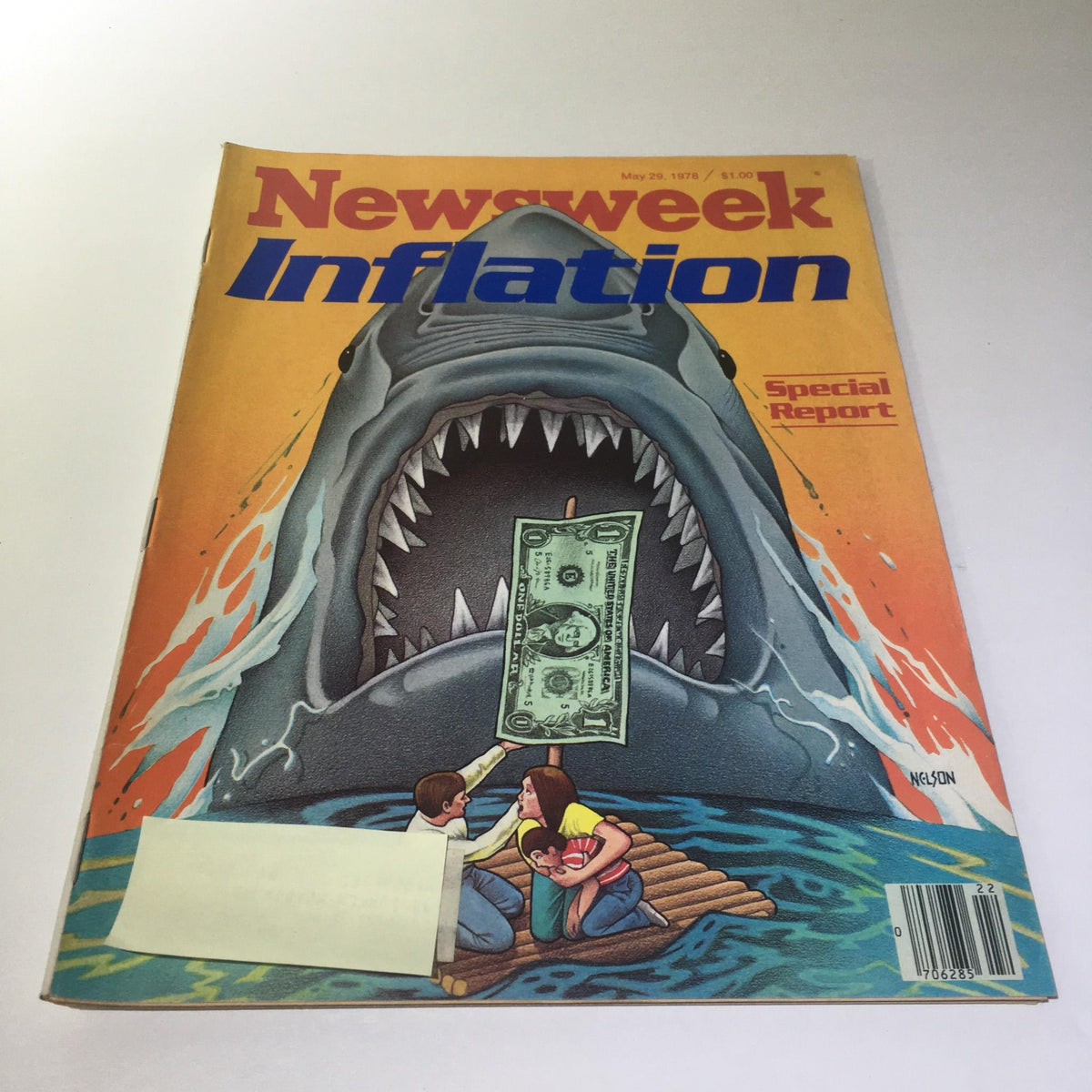 Cover of Newsweek Magazine: May 29, 1978 - Special Report: Inflation featuring an illustration of a shark with a dollar bill in its mouth, highlighting the theme of inflation and economic concerns during the late 1970s.
