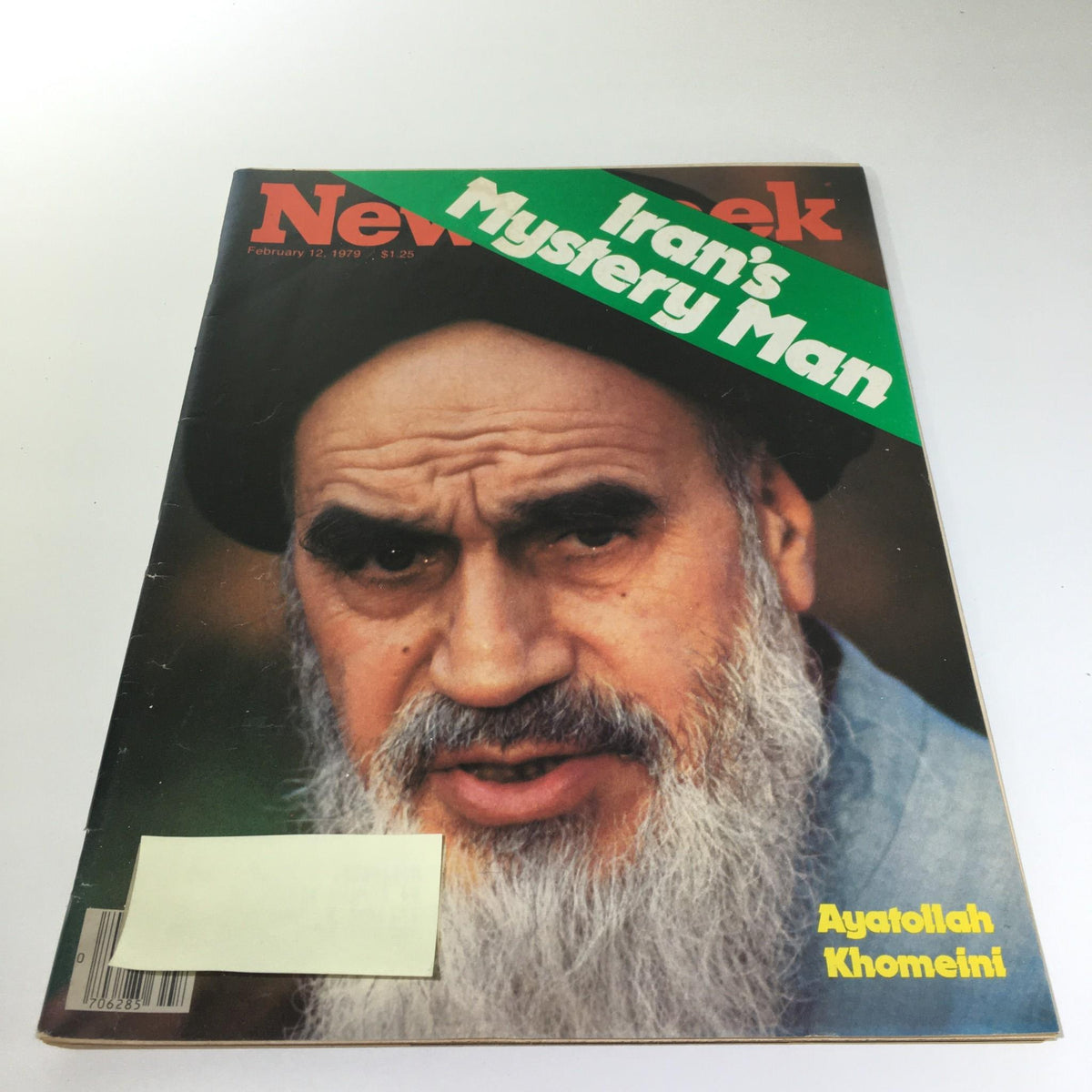 Cover of Newsweek Magazine dated February 12, 1979, featuring a portrait of Ayatollah Khomeini, titled 'Iran's Mystery Man'.