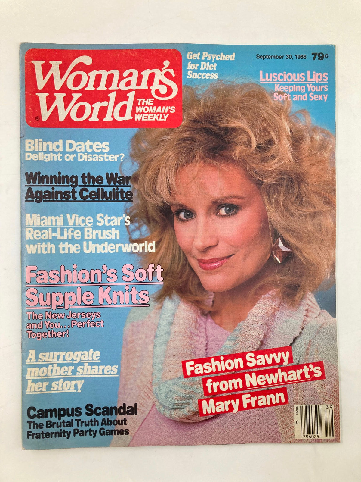 Woman's World Magazine September 30 1986 cover featuring articles on beauty, health, and fashion, along with a focus on campus scandals and diet tips.