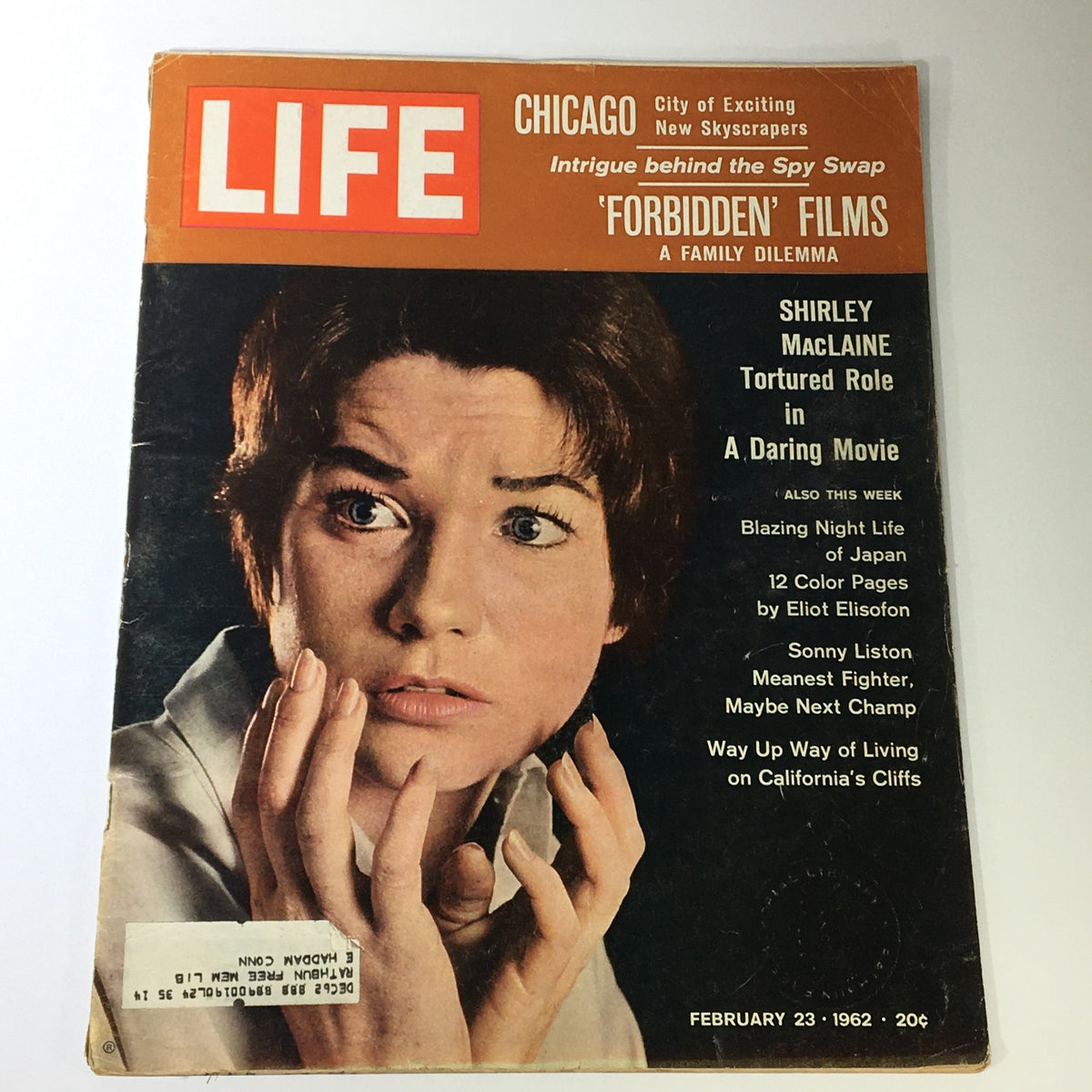 VTG Life Magazine February 13 1962 cover featuring actress Shirley MacLaine with an expressive look, showcasing her intriguing feature article and vintage charm.
