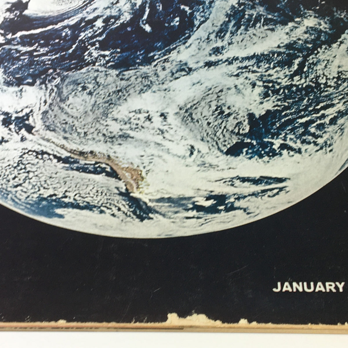 Close-up of the Earth as seen on the cover of VTG Life Magazine January 10 1969, illustrating the Apollo 8 mission.