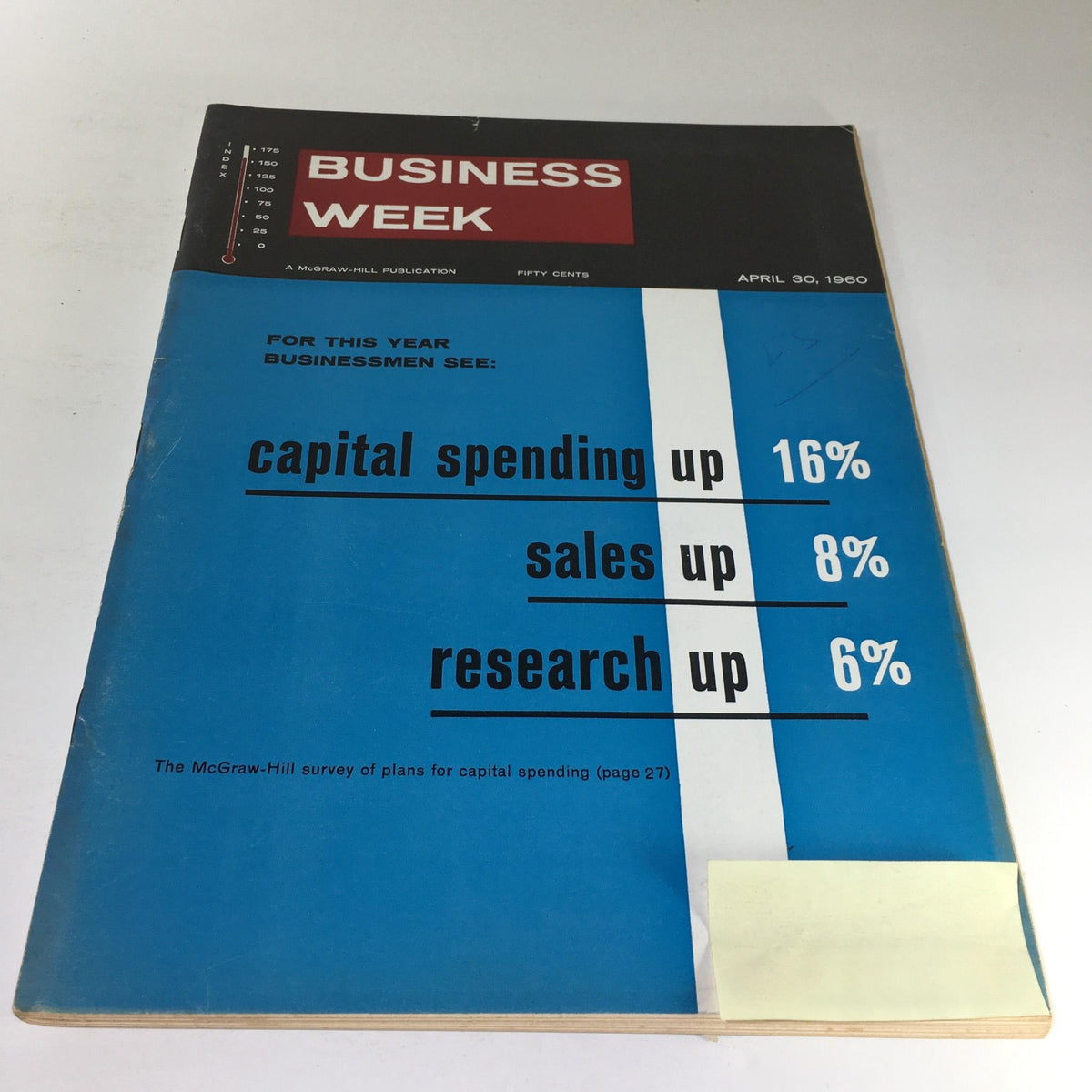 Cover of Business Week Magazine: Apr 30, 1960 featuring the McGraw-Hill Survey of Plans, highlighting economic insights with statistics on capital spending, sales, and research.