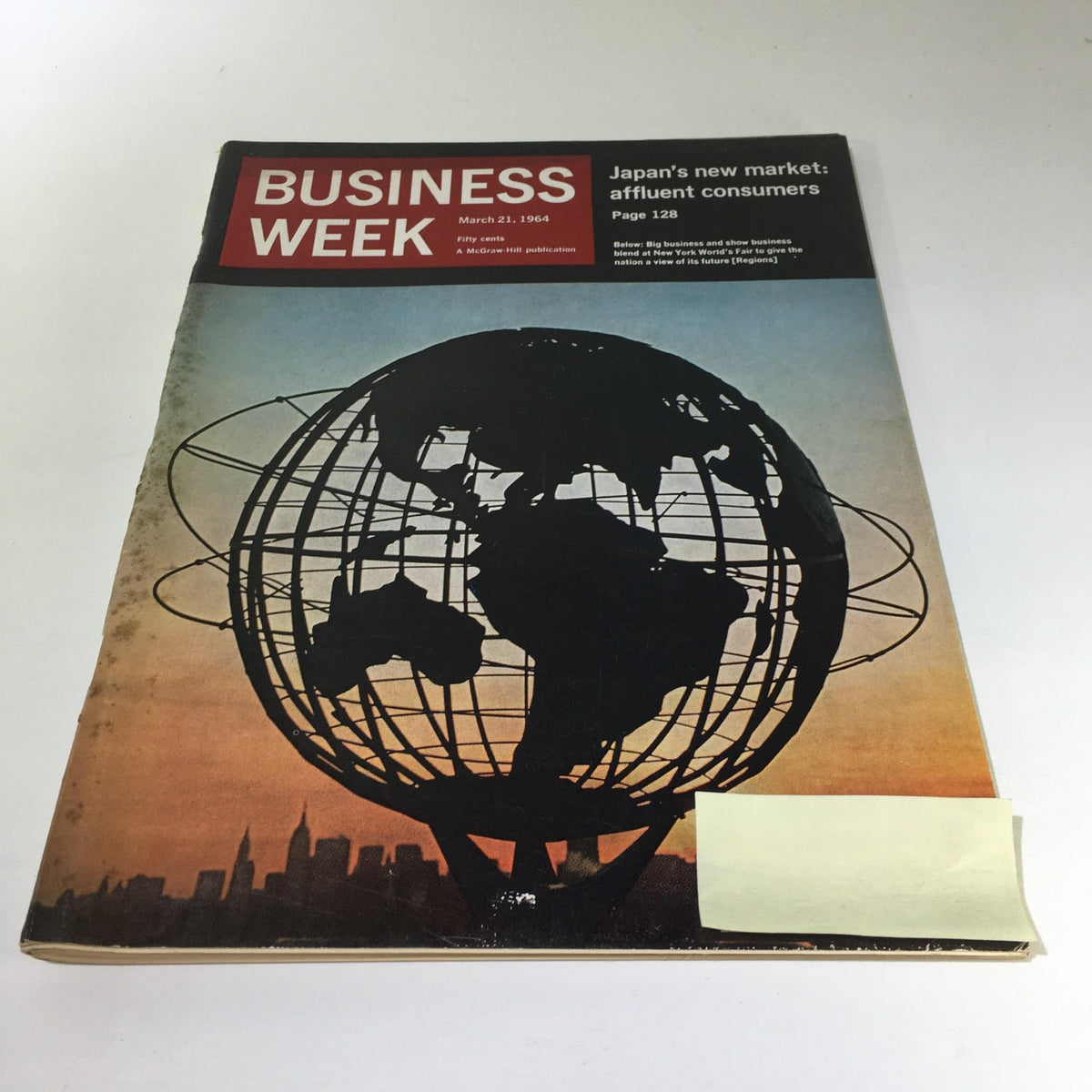 Cover of Business Week Magazine from March 21, 1964, featuring an illustration of a globe and the title 'Japan's New Market: Affluent Consumers', highlighting the emergence of affluent consumers in Japan.