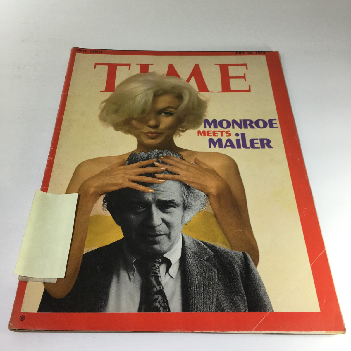 Cover of Time Magazine: July 16, 1973 featuring Marilyn Monroe and Norman Mailer. The cover showcases a vintage design with Monroe elegantly posed and Mailer depicted below, representing a significant moment in pop culture history.