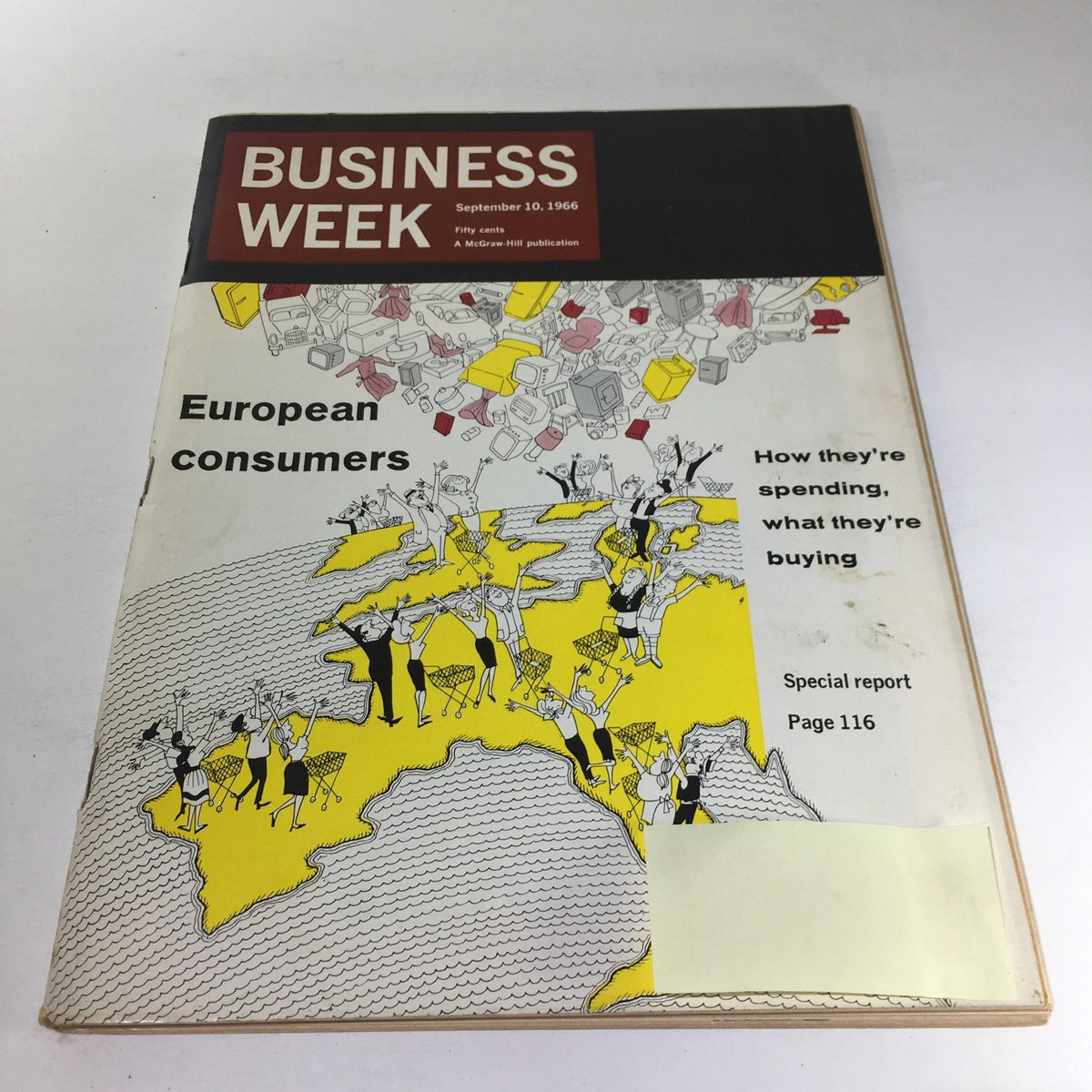 Cover of Business Week Magazine from September 10, 1966 featuring a Special Report on European Consumers, depicting a map of Europe with illustrations of people and consumer goods.