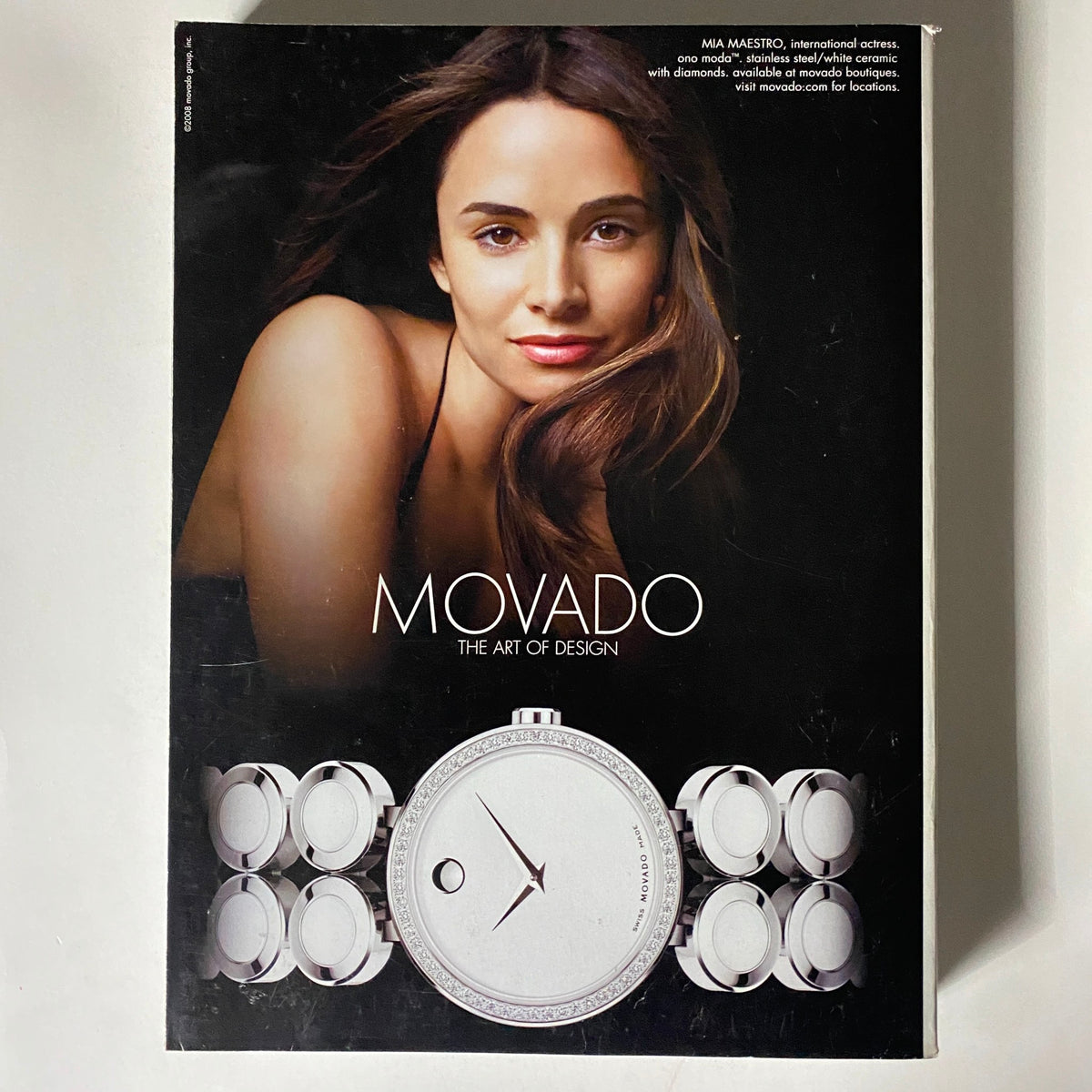 Back cover of Vogue Magazine September 2008 featuring a stunning advertisement for Movado watches, emphasizing elegance and design.